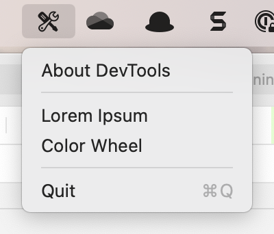 Dev Tools Menu