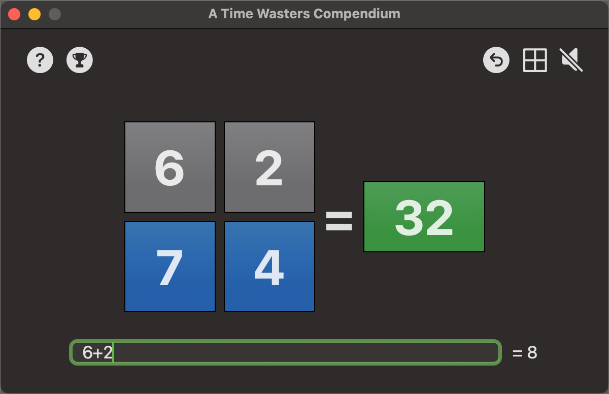 Number Combinations Game screen